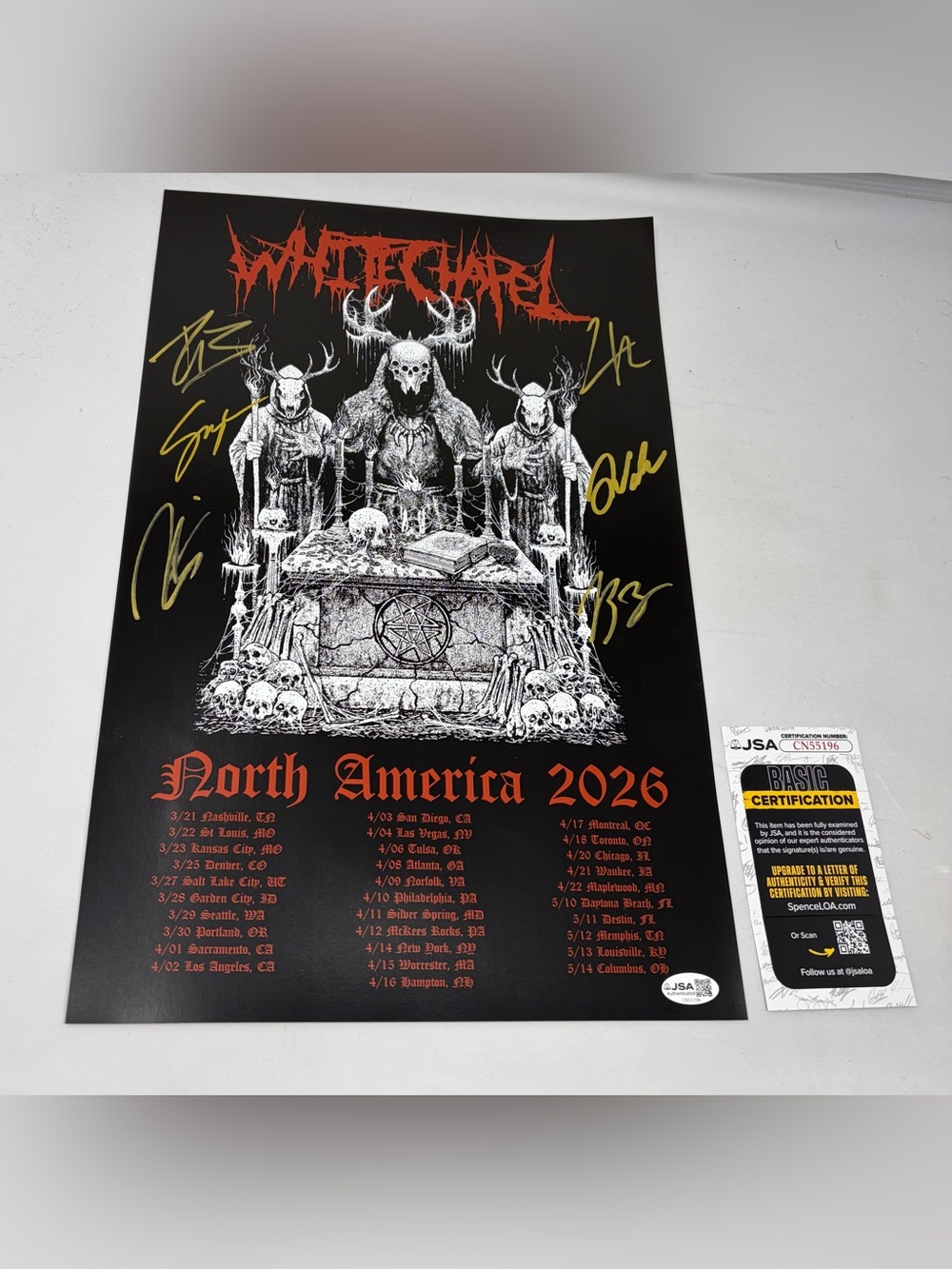 Whitechapel signed 11x17 2026‎ Tour Poster JSA COA